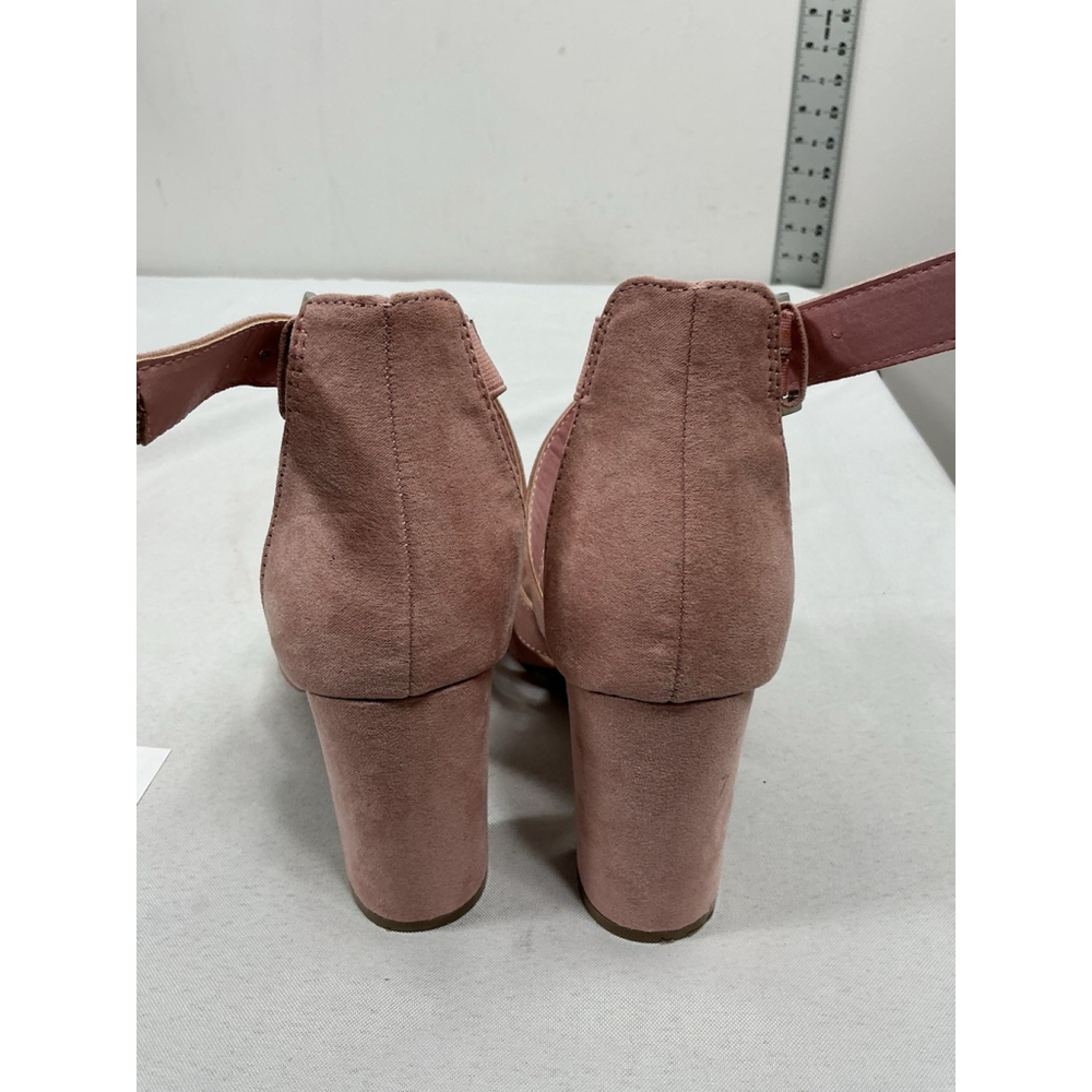 Womans NY & Co Strappy Sandals Pink Size 7 Stacked heel Open Toe - Picture 4 of 7